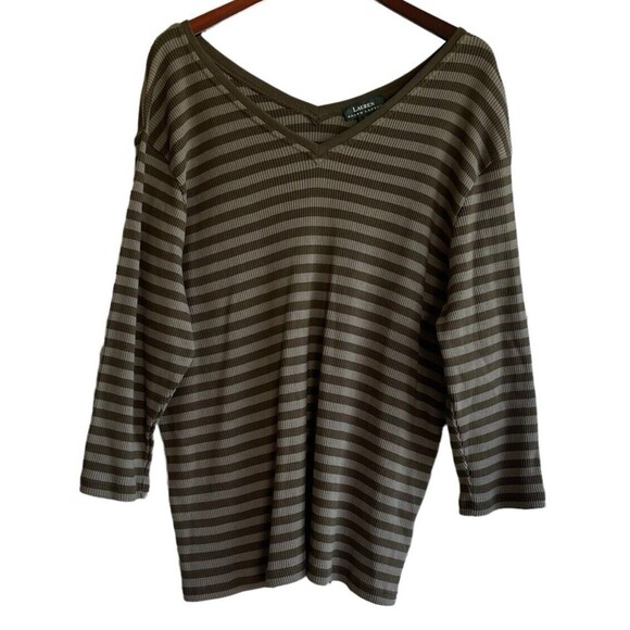 Lauren Ralph Lauren Womens Knit Ribbed Pullover Sweater Size 3X Striped Y2K - Picture 1 of 9